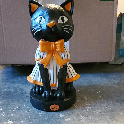 Halloween Black Cat Figurine with Dress & Orange Bow  2026 walmart 