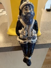Potting Shed Dedham Pottery Limited Edition shelf Sitting Santa blue & White