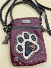 Chala Dog Paw Print Crossbody Purse RFID Protection 2 Adjustable Straps