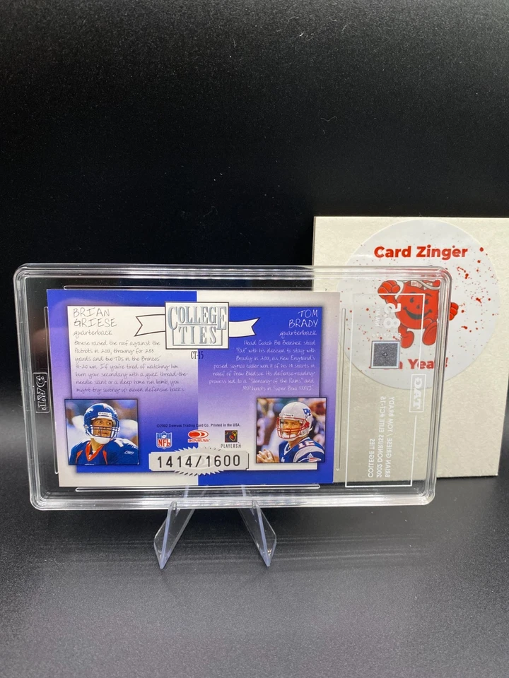 2002 Donruss Elite #CT-15 TOM BRADY /1600 College Ties w Brian Griese NM MT+ 8.5 - Image 2 of 2