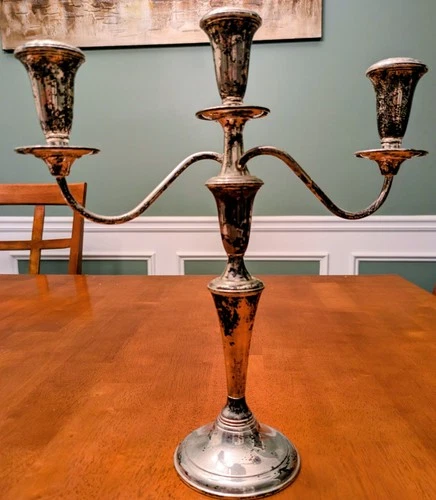 VINTAGE .925 STERLING SILVER REED & BARTON CANDELABRA 13.5" WEIGHTED