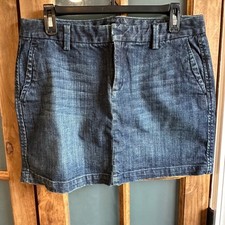Gap Denim Mini Skirt Size 8 Dark Wash Blue Stretch Cotton Summer 2010