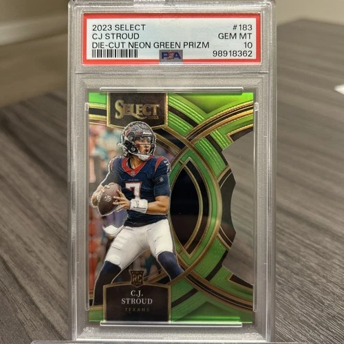 CJ Stroud 2023 Panini Select 289 Die-Cut Neon Green Prizm Rookie RC /499 PSA 10