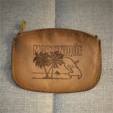 Brown Folding Coin Wallet Pouch with Zipper Graphic Travel Theme