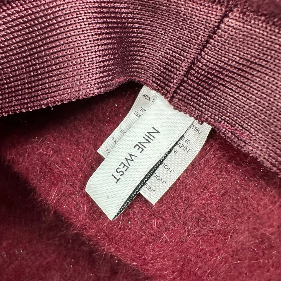 Nine West Granate Mezcla de Lana Conejo Angora Cubo Sombrero Invierno Cloche 12º Hombre Pin Foto 4 de 4