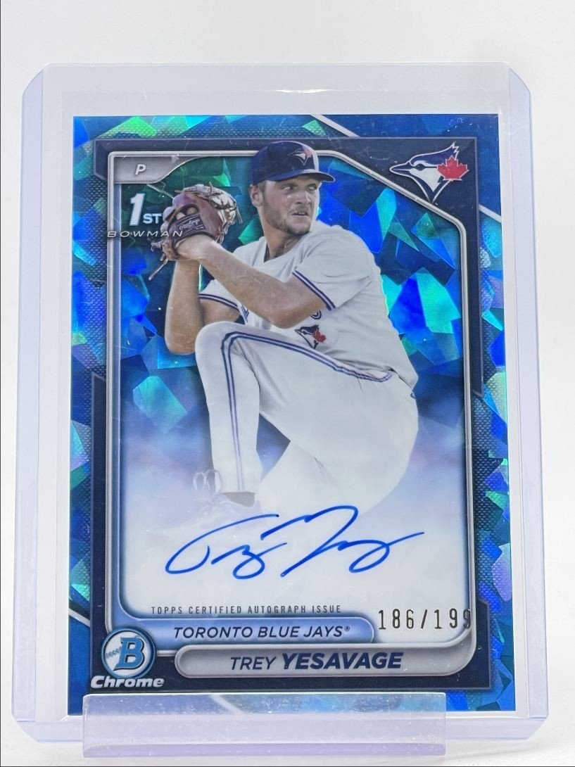 TREY YESAVAGE 2024 BOWMAN CHROME DRAFT 1ST SAPPHIRE JAYS AUTO /199 Q1681