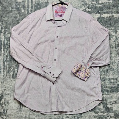 Robert Graham Size XL Classic Fit Purple Striped Button Up Long Sleeve Shirt