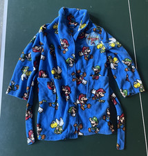 Super Paper Mario Nintendo Kids Bath Robe 2008 M 6/8 Blue - Luigi, Flying Koopa