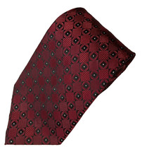 Tie 4 x 58 Silk Designer Maroon Black Geometric Office Joseph  Feiss Necktie