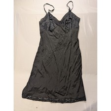 Vanity Fair Women's Size 34 Vintage Black Lace Trim Full Slip Cami Top