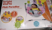 Bright Starts Pink Paradise Portable Baby Bouncer with Vibrating Infant Seat and