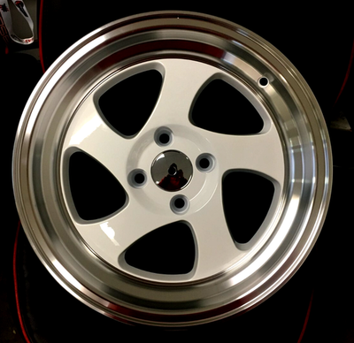 4) 15X8 4X100 +20 GLOSS WHITE WHEELS JDM TYPE R FIT HONDA CIVIC EG
