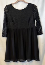 Forever 21 Womens Juniors Size S Black Lace 3/4 Sleeve Fairy Whimsagoth Dress