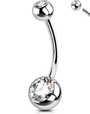 OUFER 316L Surgical Steel Belly Button Rings for Women Men, 14G 16MM, Silver 