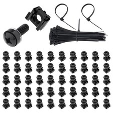 50 Sets M6x20mm Rack Mount Screws Cage Nuts Washers 100 Cable Ties