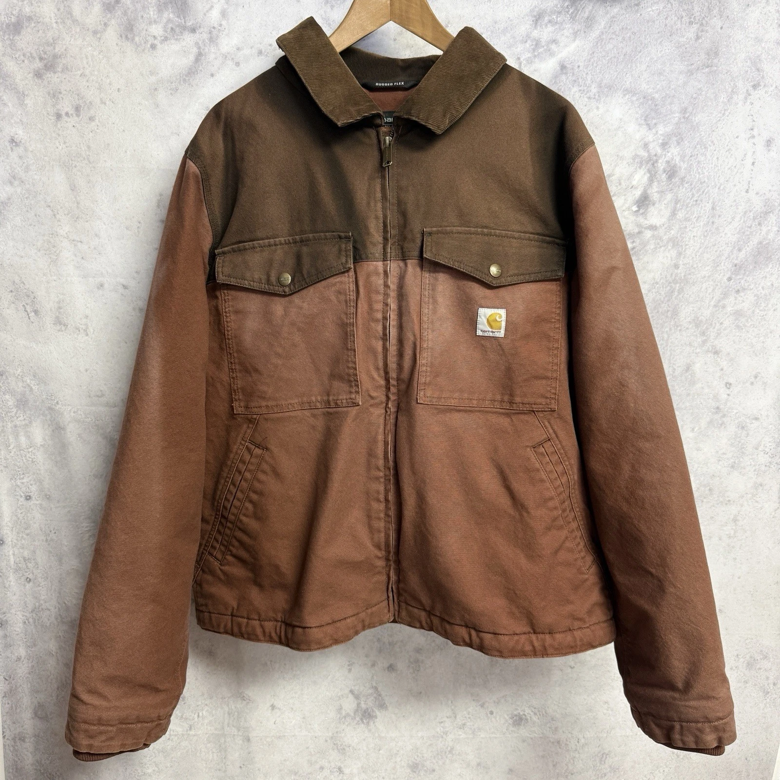 Carhartt Montana Rugged Flex Duck Insulated Jacket Mens Large Brown OJ6432 Work