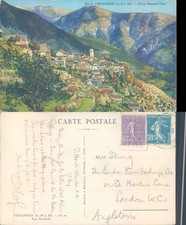 General view of Venanson France Rostan Renaud 1923 postmark Village Mountains