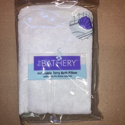 The Bathery  Terry Cloth Inflatable Bath Pillow   New  