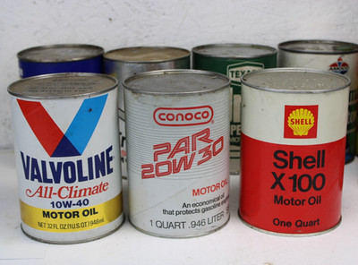 LOT OF 3 CANS ~1970s era VALVOLINE & CONOCO & SHELL Old 1 qt. Can ~ALL XTRA NICE
