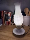 Vintage Hobnail White Milk Glass Hurricane Electric Table Lamp