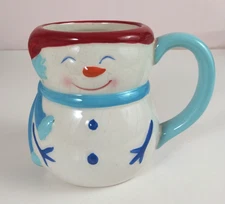 Essential Home Blue Snowman Figural 3D Christmas 16oz Coffee Cup Mug