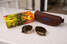 NEW MAUI-JIM CLIFF HOUSE HS247-16 GOLD FRAME HCL BRONZE POLARIZED LENS