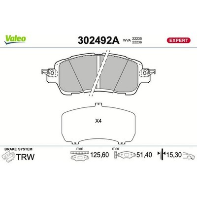 Valeo 302492A Bremsbelagsatz für MAZDA 2 DL DJ