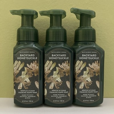 (3) Bath & Body Works BACKYARD HONEYSUCKLE Gentle & Clean Foaming Hand Soap NEW