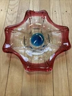 Vintage MURANO Glass Bowl Centerpiece Large 10" Red Blue Art Glass Bubbles