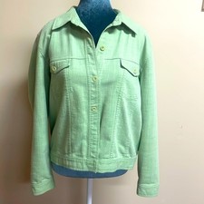 Vintage Lime Green Button Up Crewneck Jacket