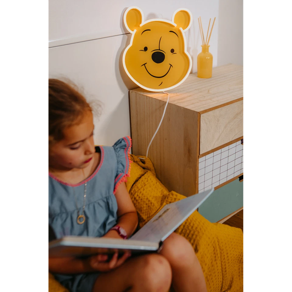 Letrero de neón cara de oso amarillo 21,3x25 cm LED acrílico luz de pared noche niños habitación lámpara Foto 4 de 4