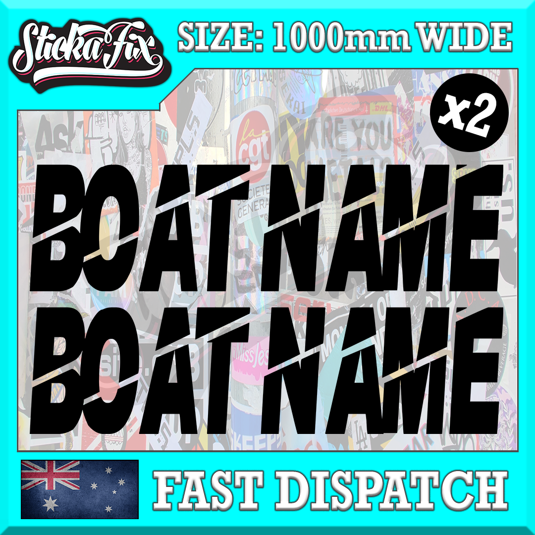 2x 1000mm Custom Boat Name Vinyl Stickers Personalised Jetski Tinny
