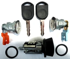 Ford Ignition Switch Lock Cylinder + Pair (2) Door Lock Cylinder W/2 Chip Keys