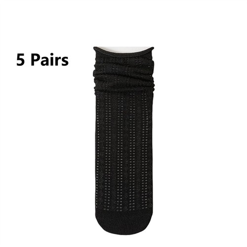 5 Pairs Women Mesh Rolled Edge Crew Socks Summer Thin Loose Comfy Short Socked - Picture 8 of 16