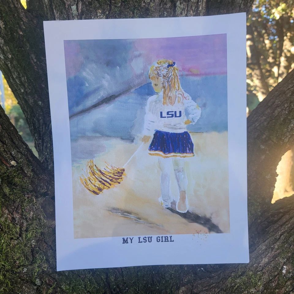 "Mi chica LSU" Richard Russell Pintó Mi chica Arkansas 14”x11” IMPRESIÓN  Foto 2 de 4
