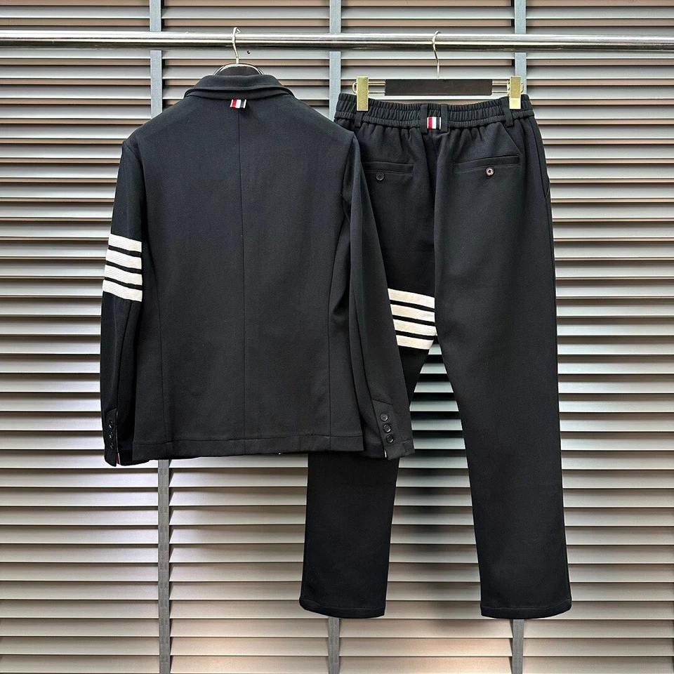 Мужской/женский повседневный костюм Thom Browne с круглым вырезом и длинными рукавами и четырьмя полосками - Изображение 2 из 4