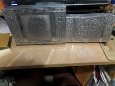 Rose and Flower Motifs Embossed Aluminium Oxidized Set of 2 Nesting Storage Box 