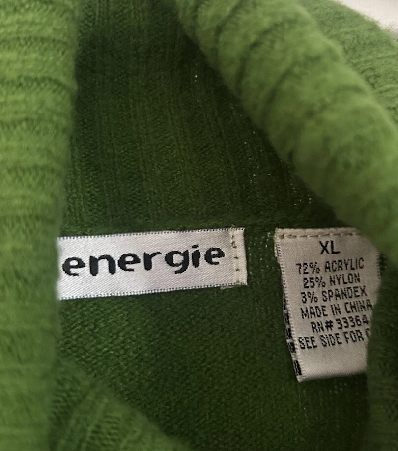 Nuevo con etiquetas Suéter Y2K Vintage Energie Verde Cuello Alto Fair Isle Talla XL Foto 4 de 4