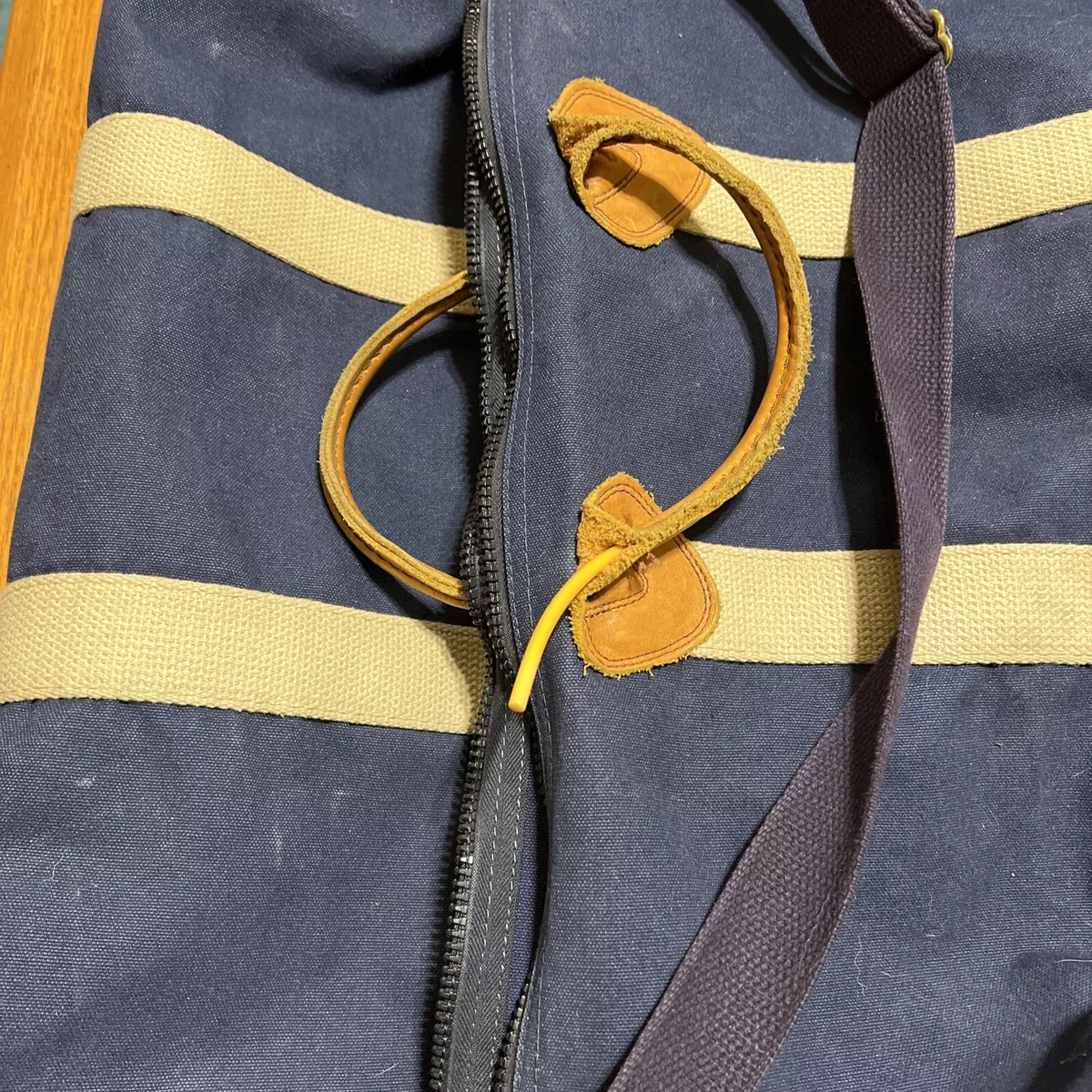Vintage LL Bean Canvas And Leather Men s Travel Duffle Bag Blue