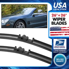 26" & 26" Bracketless Windshield Wiper Blades Hybrid Silicone OEM Replace 2PCS
