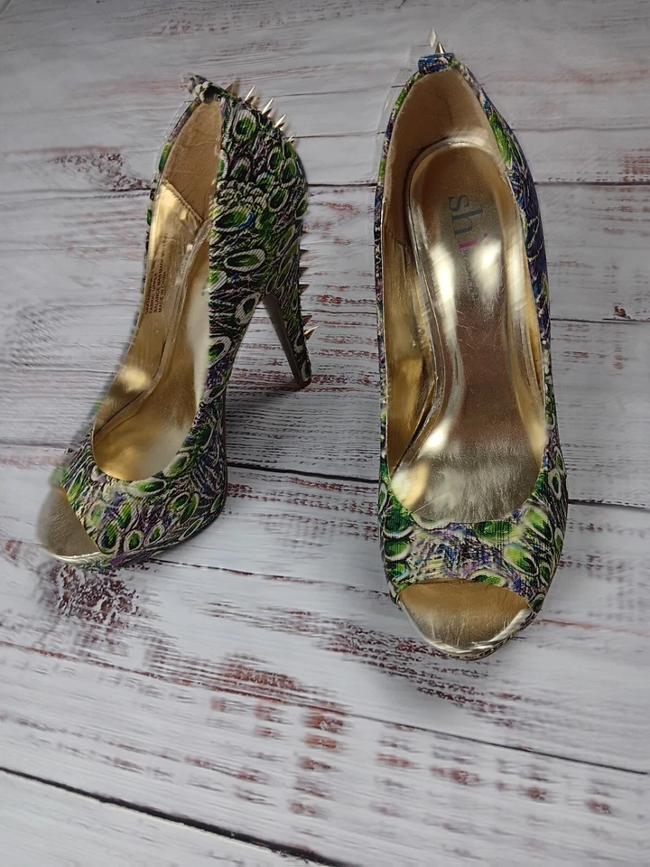 Shi by Journey Shoes Women's 8 Lavender Green Peacock Pumps Heel - Image 4 of 4