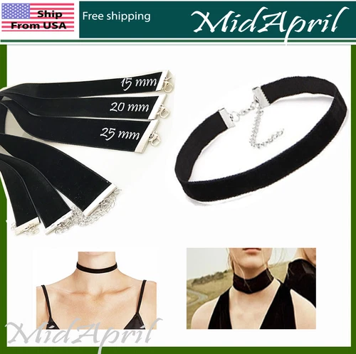  Choker Necklace Black Velvet Classic  Chain Collar Women Dress Jewelry  US sell - product listing photo