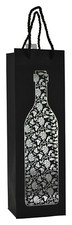 6 Black/Silver Heavy-Duty Large Paper Wine Bag Ft Wine Bottle
