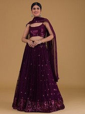 Bollywood Look Georgette Purple Lehenga Choli With Dupatta For Women Function