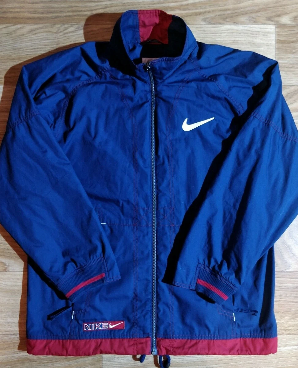 NIKE 90 s Vintage Mens Basketball Tracksuit Top Jacket Training Navy Blue Red