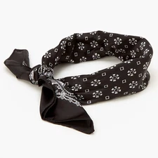 Claire's Floral Paisley Silky Bandana Headwrap - Black (G131424-1 LOC. F)