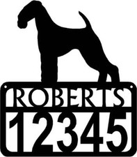 Airedale Terrier Personalized Dog Sign with Name  House Numbers - Made in USA