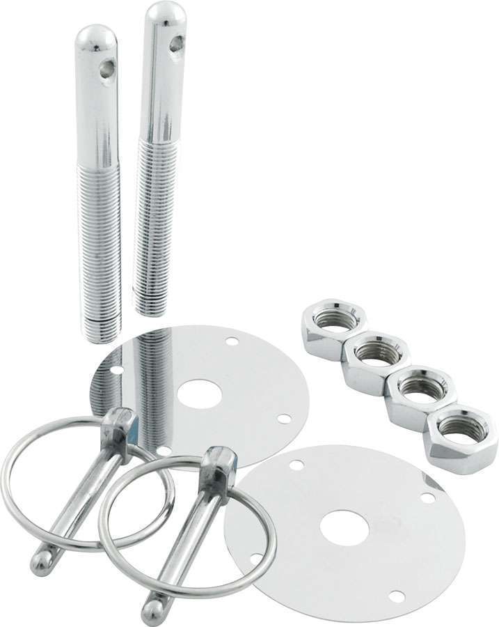 Allstar Steel Hood Pin Kit w/ 1/4in Flip-Over Clips Allstar Steel Hood Pin Kit w/ 1/4in Flip-Over Clips