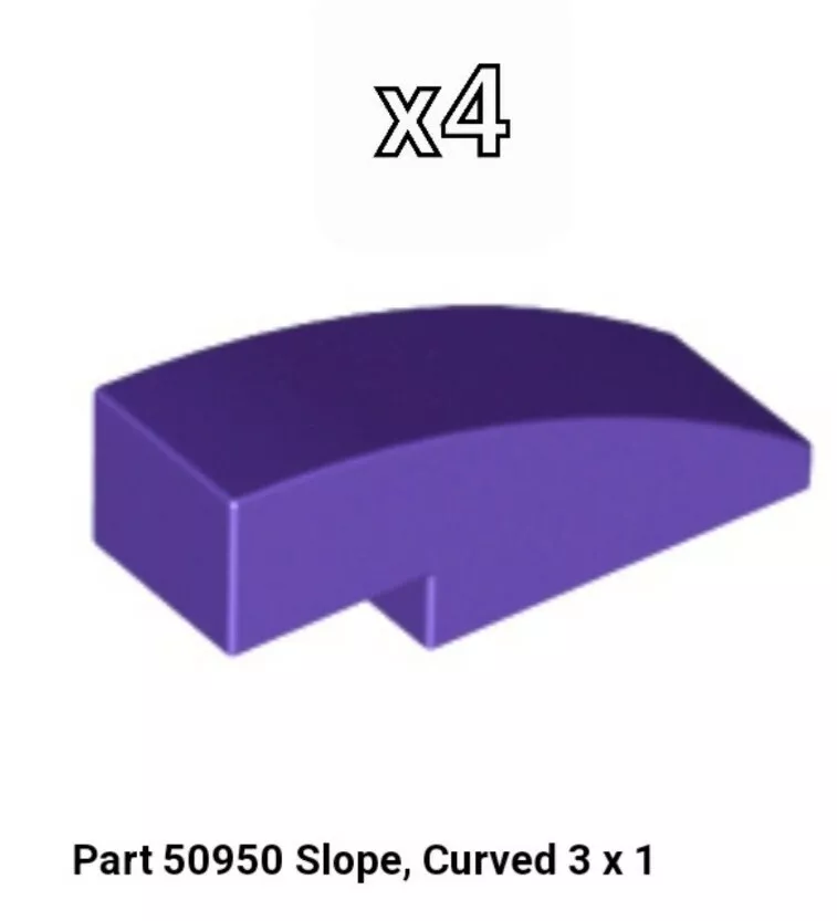 LEGO NEW Parts 50950 Slope Curved 3x1 DARK PURPLE Lot of 4 6103449 4578772