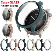For Amazfit Balance Hard Edge Glass Screen Protector Frame Case Protective Cover
